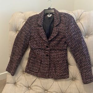 Woven tweed blazer size medium black/pink/burgundy